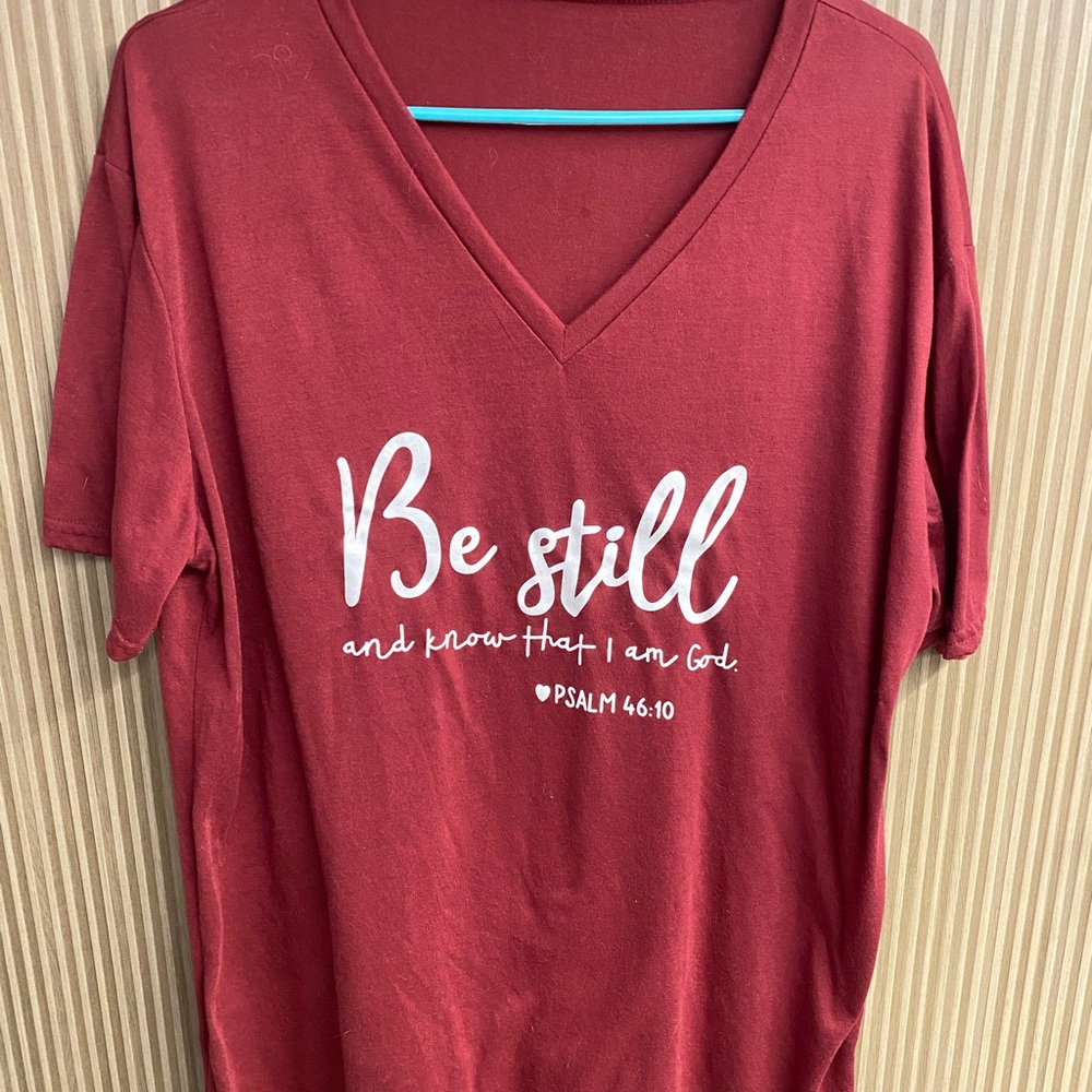 Red V-Neck Graphic Tee